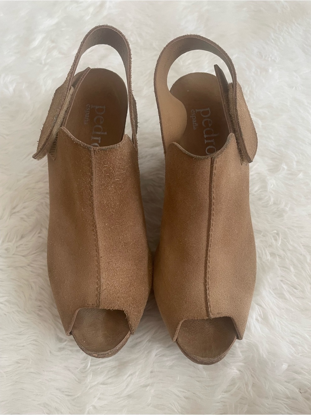 Pedro Garcia Brown Suede Peep-Toe Slingback Mules
